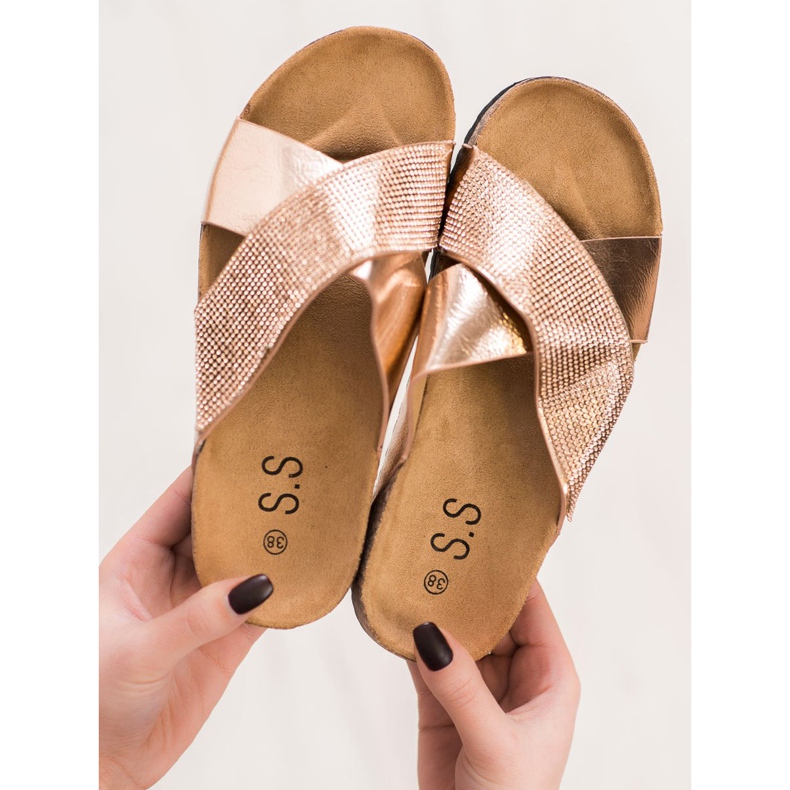 SHELOVET Klassische goldene Hausschuhe 1