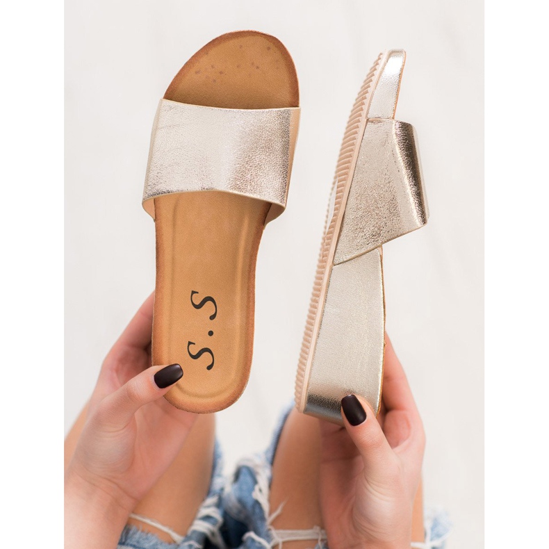 SHELOVET Stylische Keilpantoffeln gelb 1