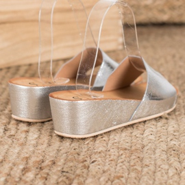 SHELOVET Stylische Keilpantoffeln grau 1