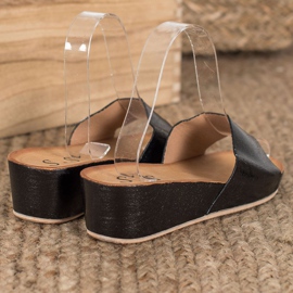 SHELOVET Stylische Keilpantoffeln schwarz 1