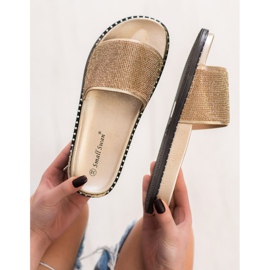 SHELOVET Modische Hausschuhe mit Zirkonia gelb 1