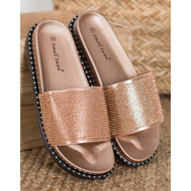 SHELOVET Modische Hausschuhe mit Zirkonia gelb 2