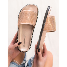 SHELOVET Modische Hausschuhe mit Zirkonia gelb 1