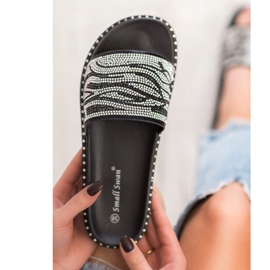 SHELOVET Modische Hausschuhe mit Zirkonia schwarz grau 1