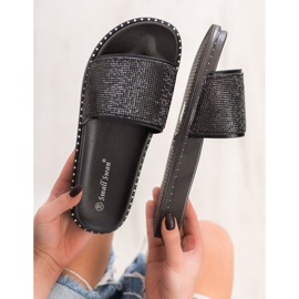 SHELOVET Modische Hausschuhe mit Zirkonia schwarz 2