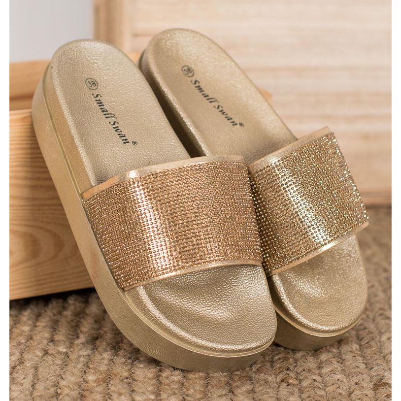 SHELOVET Hausschuhe auf der Plattform gelb 1