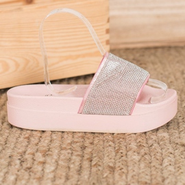 SHELOVET Hausschuhe auf der Plattform rosa 1