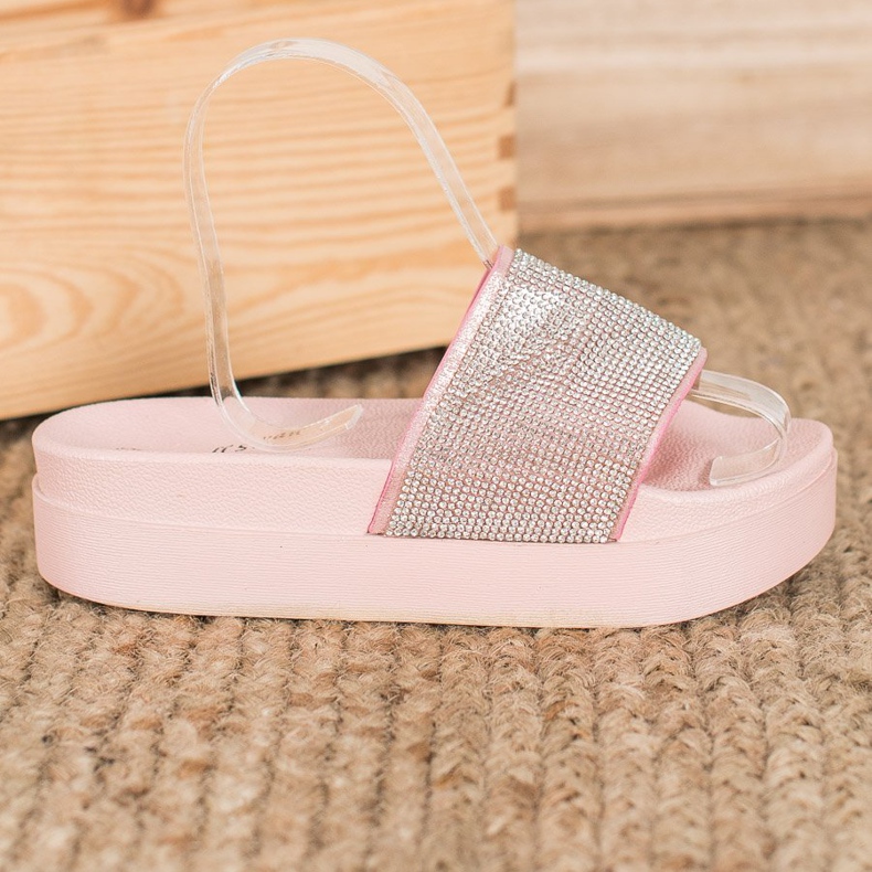 SHELOVET Hausschuhe auf der Plattform rosa 1