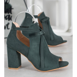 Gebundene VINCEZA Stiefel mit offener Spitze grün 1