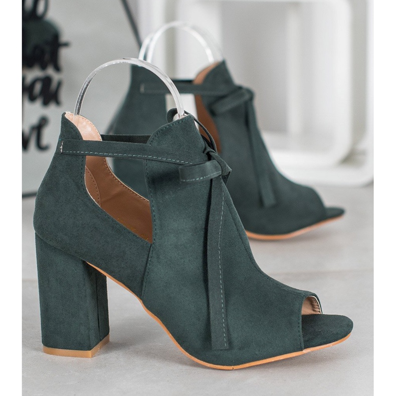 Gebundene VINCEZA Stiefel mit offener Spitze grün 1