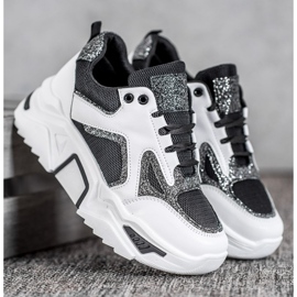 Seastar Modische Sneaker mit Glitzer weiß schwarz 1