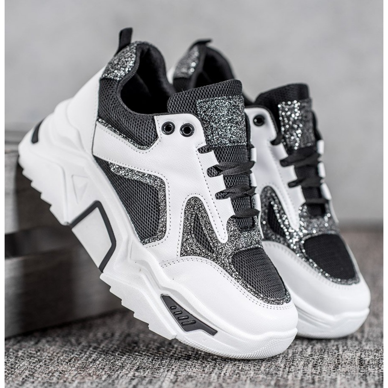 Seastar Modische Sneaker mit Glitzer weiß schwarz 1