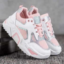 Seastar Modische Sneaker mit Glitzer weiß rosa 2