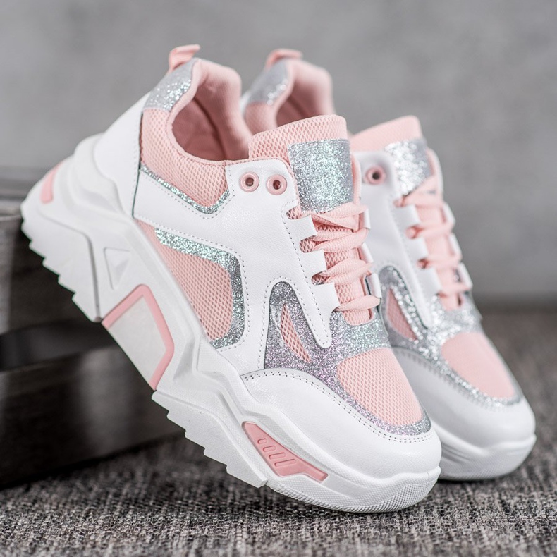 Seastar Modische Sneaker mit Glitzer weiß rosa 2