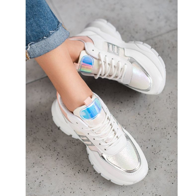 SHELOVET Modische Sneakers aus Öko-Leder weiß mehrfarbig 1