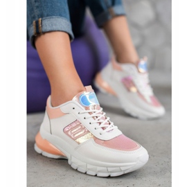 SHELOVET Modische Sneakers aus Öko-Leder weiß rosa mehrfarbig 1
