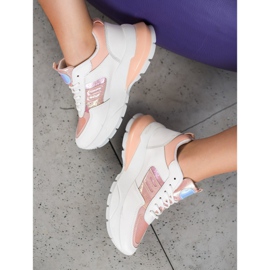 SHELOVET Modische Sneakers aus Öko-Leder weiß rosa mehrfarbig 2