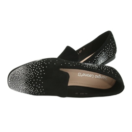 Sergio Leone Frauen Ballerinas mit Zirkonen schwarz 601 6