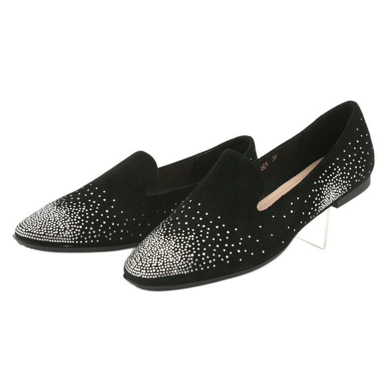 Sergio Leone Frauen Ballerinas mit Zirkonen schwarz 601 3