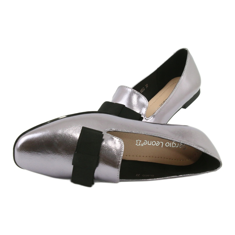 Sergio Leone Metallic Women's Ballerinas mit einer Silberbogen von 600 Silber silber- 6