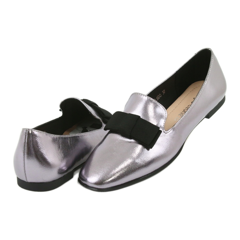 Sergio Leone Metallic Women's Ballerinas mit einer Silberbogen von 600 Silber silber- 4