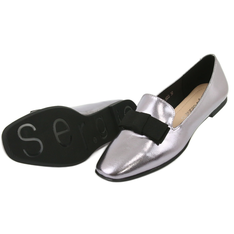 Sergio Leone Metallic Women's Ballerinas mit einer Silberbogen von 600 Silber 5