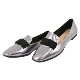 Sergio Leone Metallic Women's Ballerinas mit einer Silberbogen von 600 Silber silber- 3