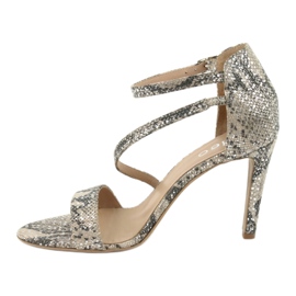 Ledersandalen auf Anstecknadel Edeo 3344 Schlange / beige grau 2