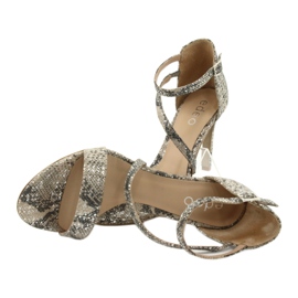 Ledersandalen auf Anstecknadel Edeo 3344 Schlange / beige grau 5