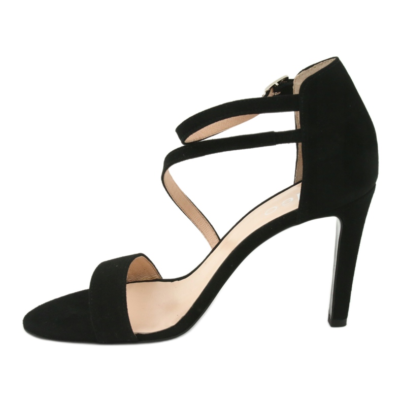 Schwarze Ledersandalen auf dem Edeo 3344 High Heel 2