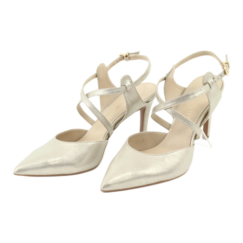 Anis Frauen Ledersandalen goldene Platinstreifen 4771 3