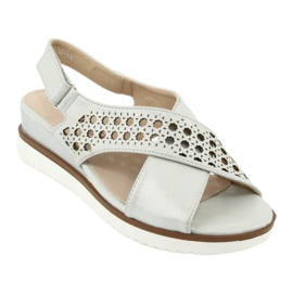 M.Daszyński Silberne Sandalen auf einem Keil Daszyński 1838 grau 1