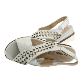 M.Daszyński Silberne Sandalen auf einem Keil Daszyński 1838 grau 5