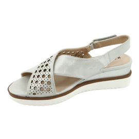 M.Daszyński Silberne Sandalen auf einem Keil Daszyński 1838 grau 2