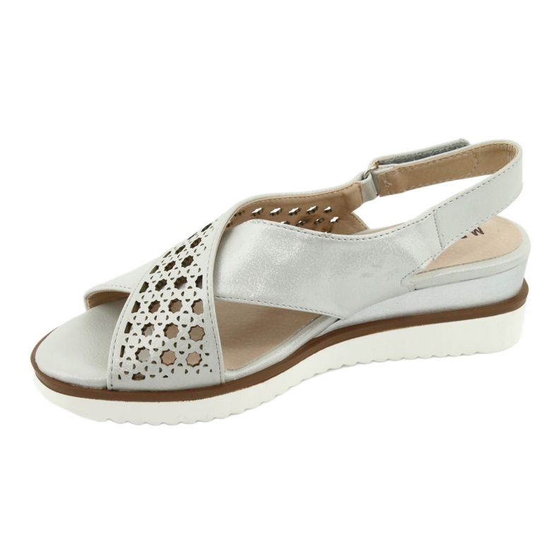 M.Daszyński Silberne Sandalen auf einem Keil Daszyński 1838 grau 2