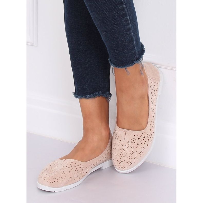 Beige durchbrochene Ballerinas ZA02P Beige 2