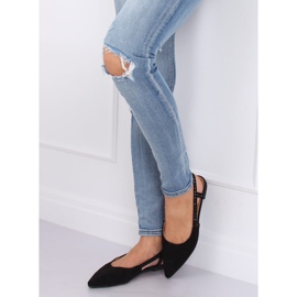 Schwarze Ballerinas mit offenem Absatz YJ335 Schwarz 1