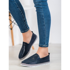 Goodin Durchbrochene Espadrilles aus Leder blau 2