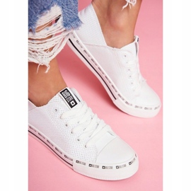 Weiße Damenschuhe, durchbrochene Turnschuhe Big Star FF274024 1