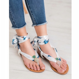 SHELOVET Gebundene Sandalen mit Ananas weiß mehrfarbig 2