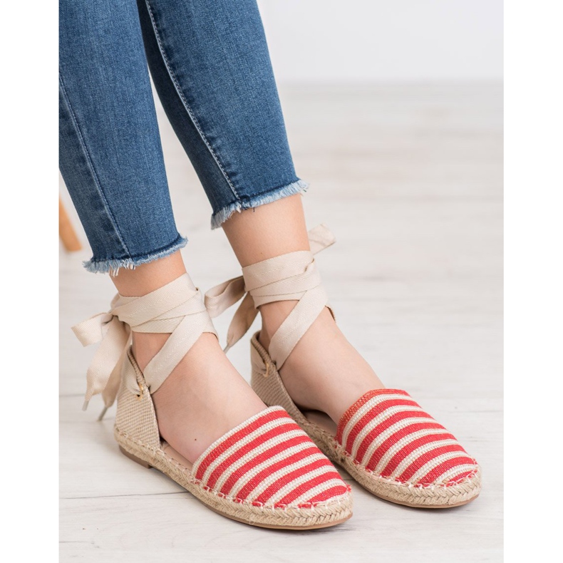 Small Swan Espadrilles mit Zierband braun rot 2