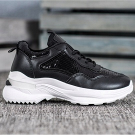 SHELOVET Modische Sneaker mit Pailletten schwarz 1