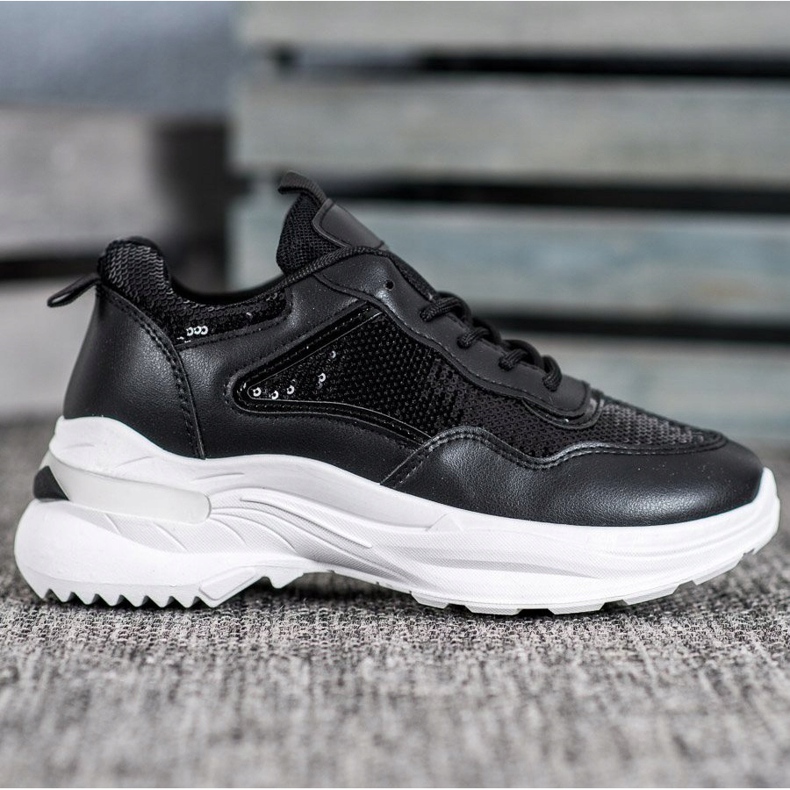 SHELOVET Modische Sneaker mit Pailletten schwarz 1