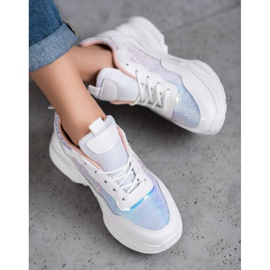 SHELOVET Modische Sneaker mit Pailletten weiß 1