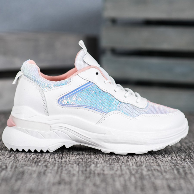 SHELOVET Modische Sneaker mit Pailletten weiß 2