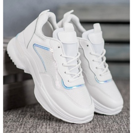 SHELOVET Modische Sneaker mit Pailletten weiß 2