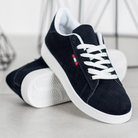 SHELOVET Bequeme Schuhe aus Öko-Leder navy blau 1