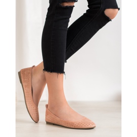 SHELOVET Durchbrochene Ballerinas rosa 1