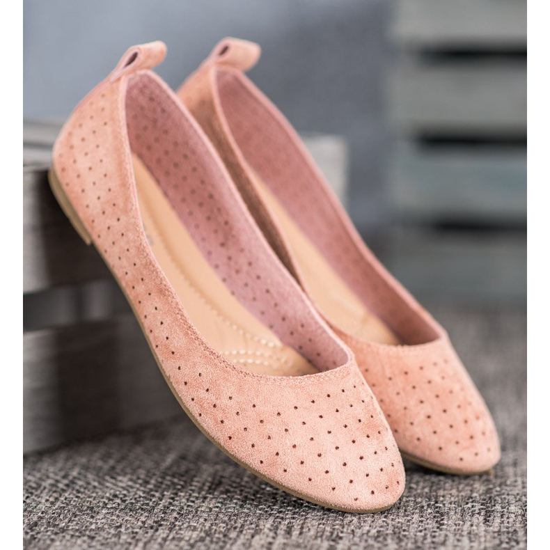 SHELOVET Durchbrochene Ballerinas rosa 2