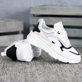 SHELOVET Modische weiße Turnschuhe schwarz 1